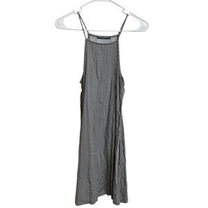 Brandy Melville Black White Floral Pattern Halter Mini Dress One Size